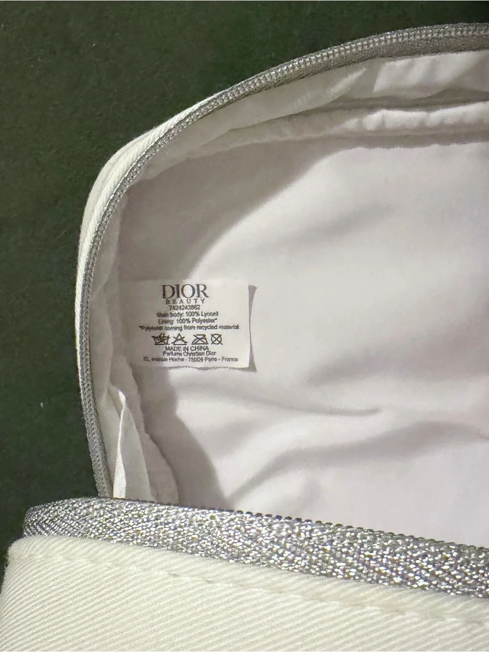 🤍Dior Off White Embossed Makeup Pouch🩶